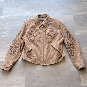 Harley Davidson, Tan Suede Leather, Women's Jacket, XL.